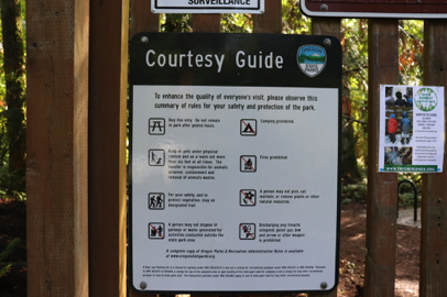 Close-up of the park rules for your safety and protection of the park